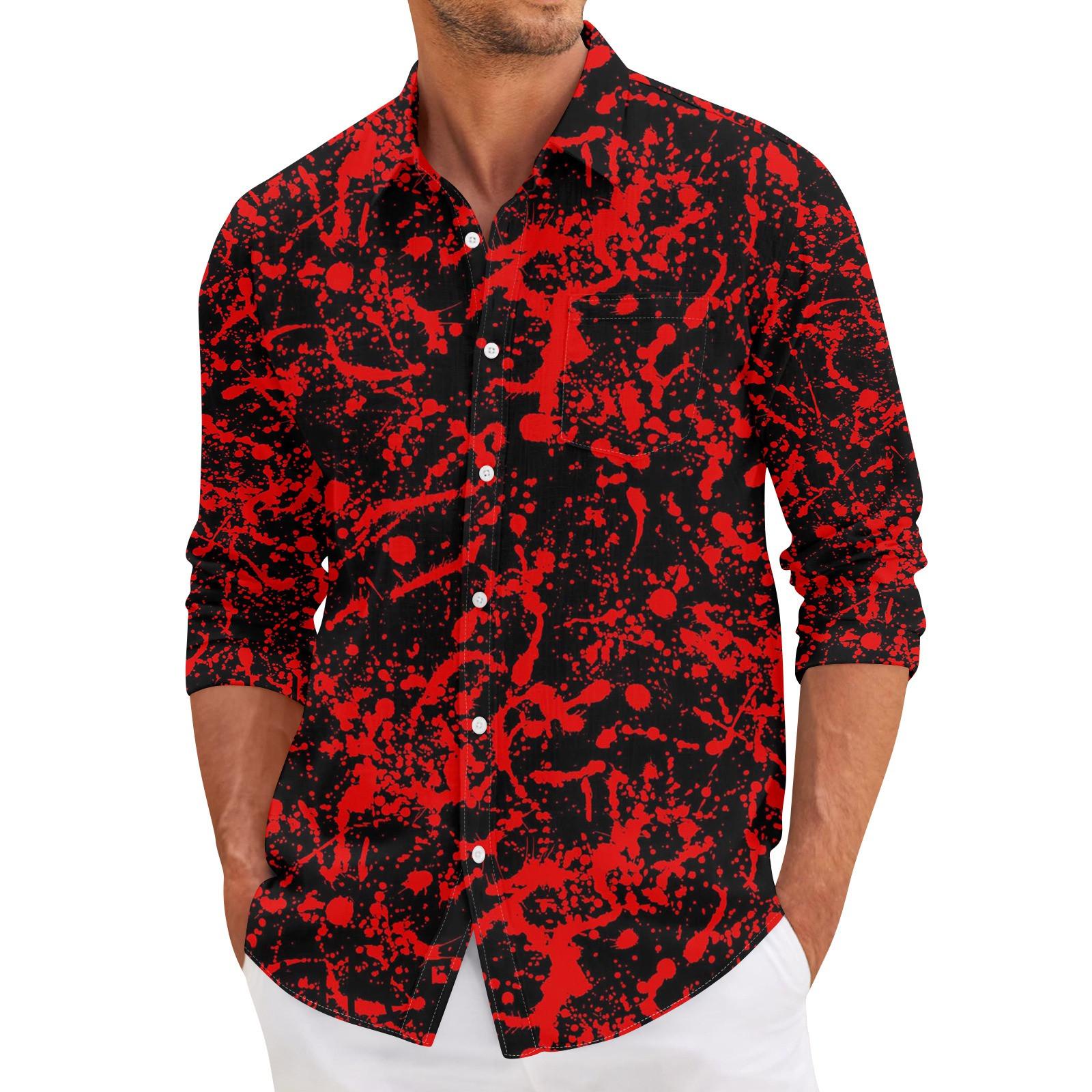 

Мужская повседневная свободная рубашка с длинными рукавами, модная рубашка с лацканами, топ XXXXL