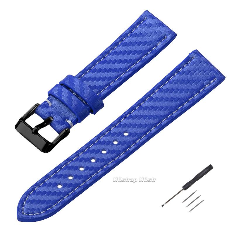 

Leather Bracelet Carbonfiber Grain Watchband 18mm 20mm Red Orange Blue Brown Stitching Watch Band 22 24mm Watch Strap for Seiko 18mm