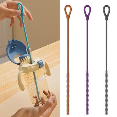 New Reusable Silicone Straw Cleaning Brush Household Long Drinking Straw Cleaner Brush Kitchen Gadgets Gap Brush