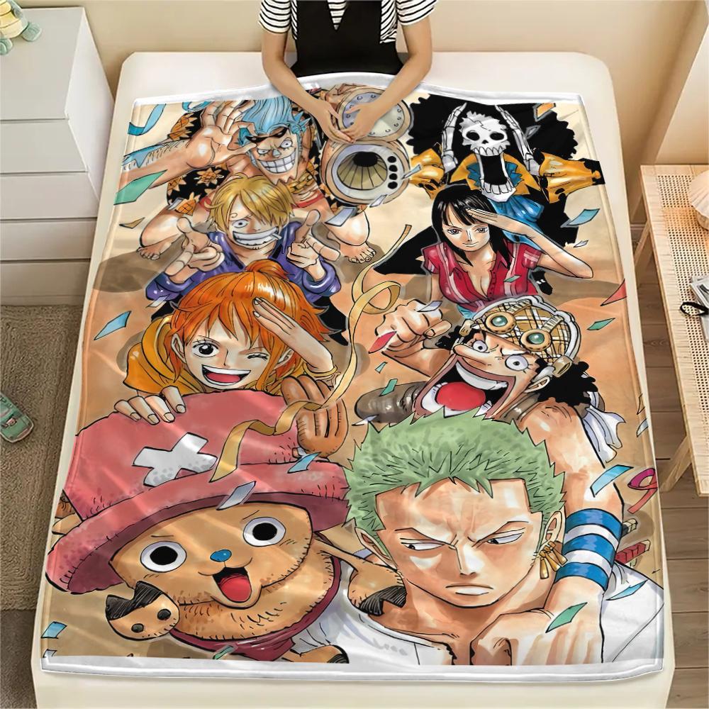 One Piece Character Print Flannel Blanket,High Quality Comfortable for All Seasons,Home Decor,Warmth and Comfort,Perfect for Christmas Gifts