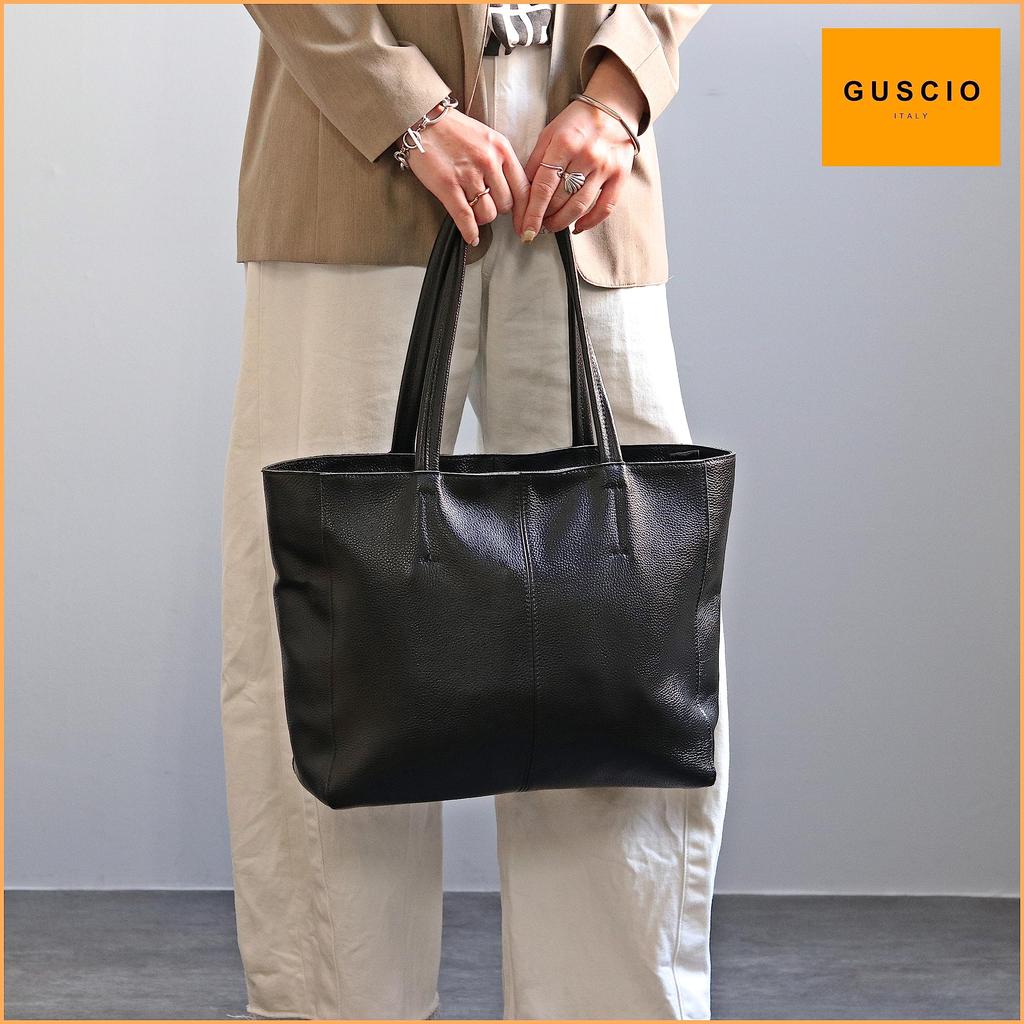 Leather Bag for A4 Cowhide Zippered Tote Commuter Shoulder Simple Suitable for Various Occasions GUSIO LEANGenuine Women, Size, 100% High-Quality