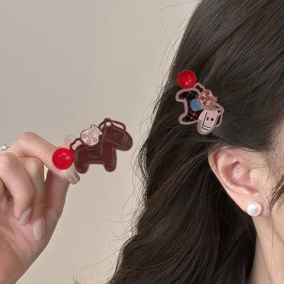 9pcs Exquisite Good Luck Pony Hair Clip Horse Red New Year Hairpin Chinese Style Cartoon New Year Hair Accessory Celebration