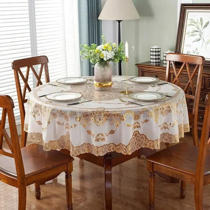 Pvc Round Table Waterproof Oil Proof Table Cloth Hot Stamping Coffee Tea Table Mat Hotel Anti Fouling Tables Towel Covers
