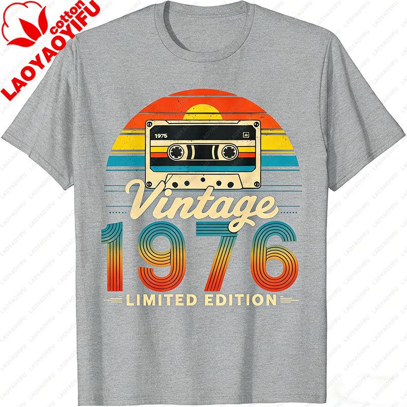 50 Years Old Gifts Vintage Born In 1976 Retro 50th Birthday TShirt Funny  Y2k Clothes Street Fashion Graphic T Shirts Cotton