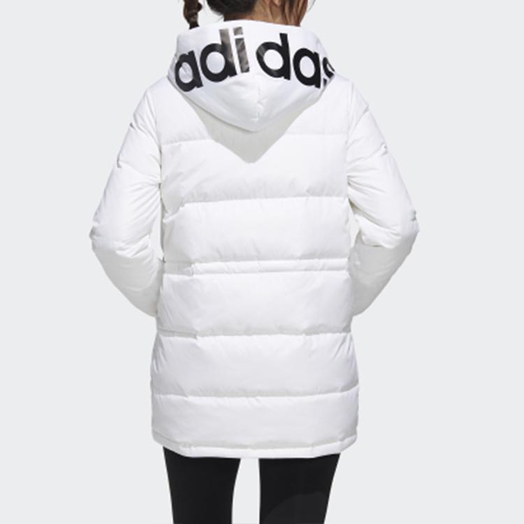 Adidas Neo Large Logo Sports Jachetă de puf de lungime medie pentru femei Îmbrăcăminte exterioară Alb GJ8824