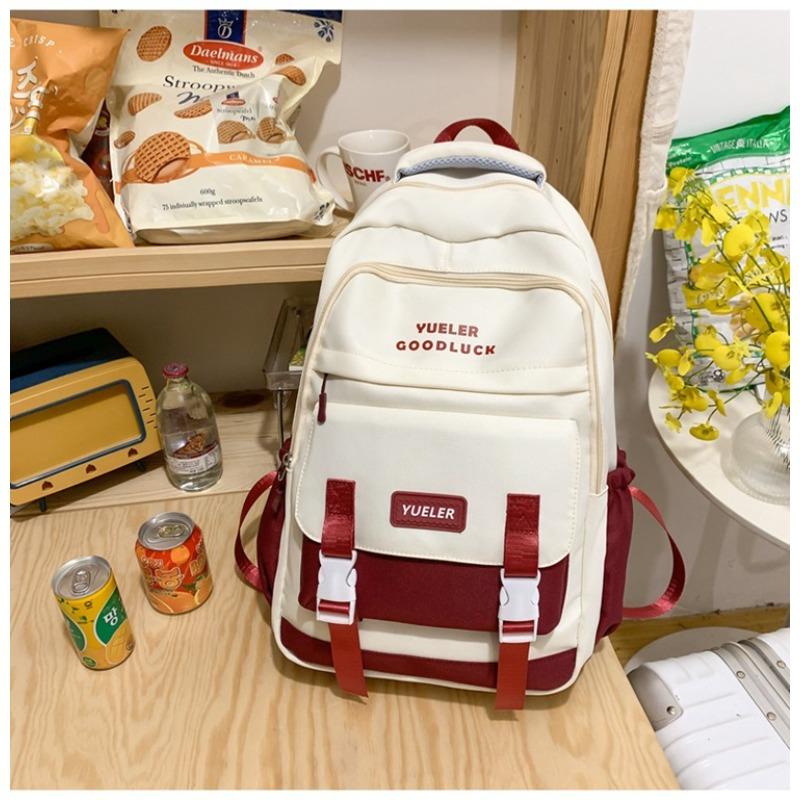Casual Travel Bag, Simple Backpack, Large Capacity, Junior High School Student, High School Student Bag, Contrasting Color, Fashionable Backpack.