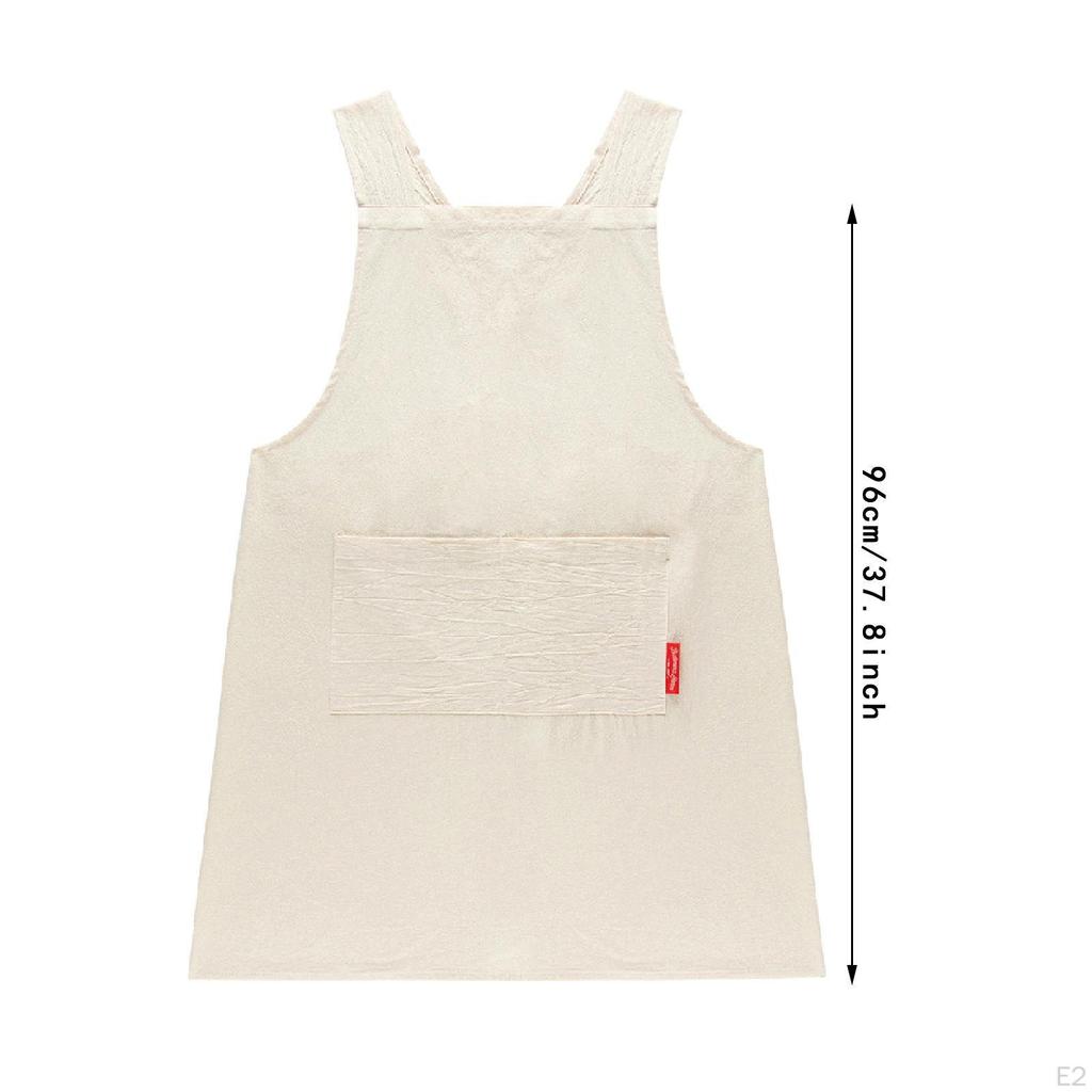 Cotton Apron, Cross Back Lightweight with 2 Front Pockets, Versatile Bib Apron for Cooking Waiters