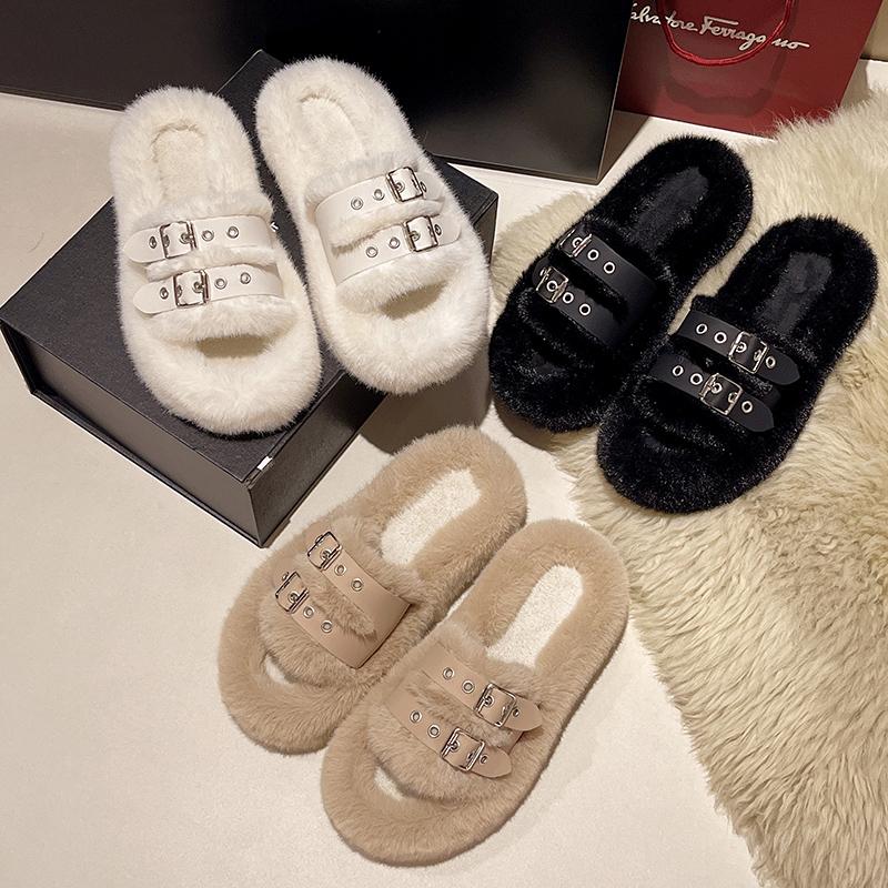 Mode Neue Winter Damen Schneestiefel mit runder Zehenpartie Einfarbig 2024 Heißer Verkauf Dicksohlige Warme Plüsch Mittelhohe Absätze Lässige Damen Hausschuhe