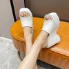 Fashion Shoes for Women 2025 Brand Summer Women's Slippers Solid Open Toe High Heels Water Proof Large Size Concise Casual Slippers
