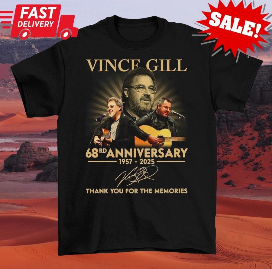 Vince Gill 1957 2025 68 Years Anniversary T-shirt, Size S-4XL