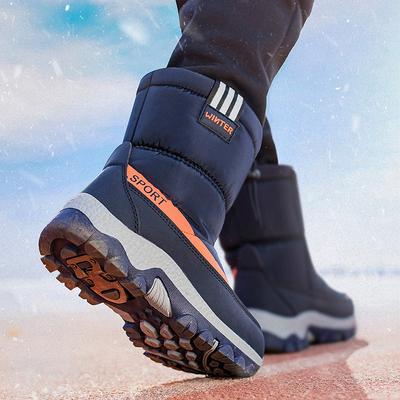 Hiver 2025 Nouveaux Enfants Mi-Mollet Épaissis Bottes de Neige Nord-Est Antidérapantes Chaud Garçon Décontracté Crampon Chaussures en Coton À la Mode