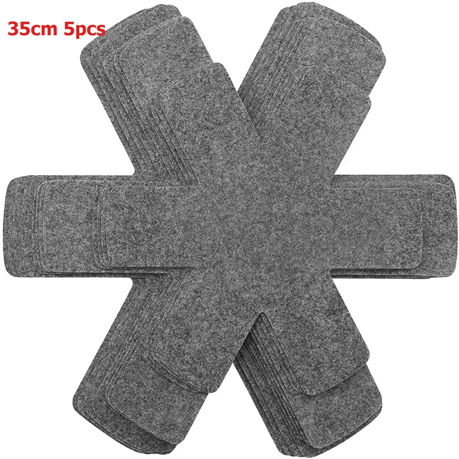 

5pcs Pot Pan Felt Protectors Divider Pads Heat Resistant Prevent Scratching Separate Mat Surfaces For Cookware Kitchen Tool L