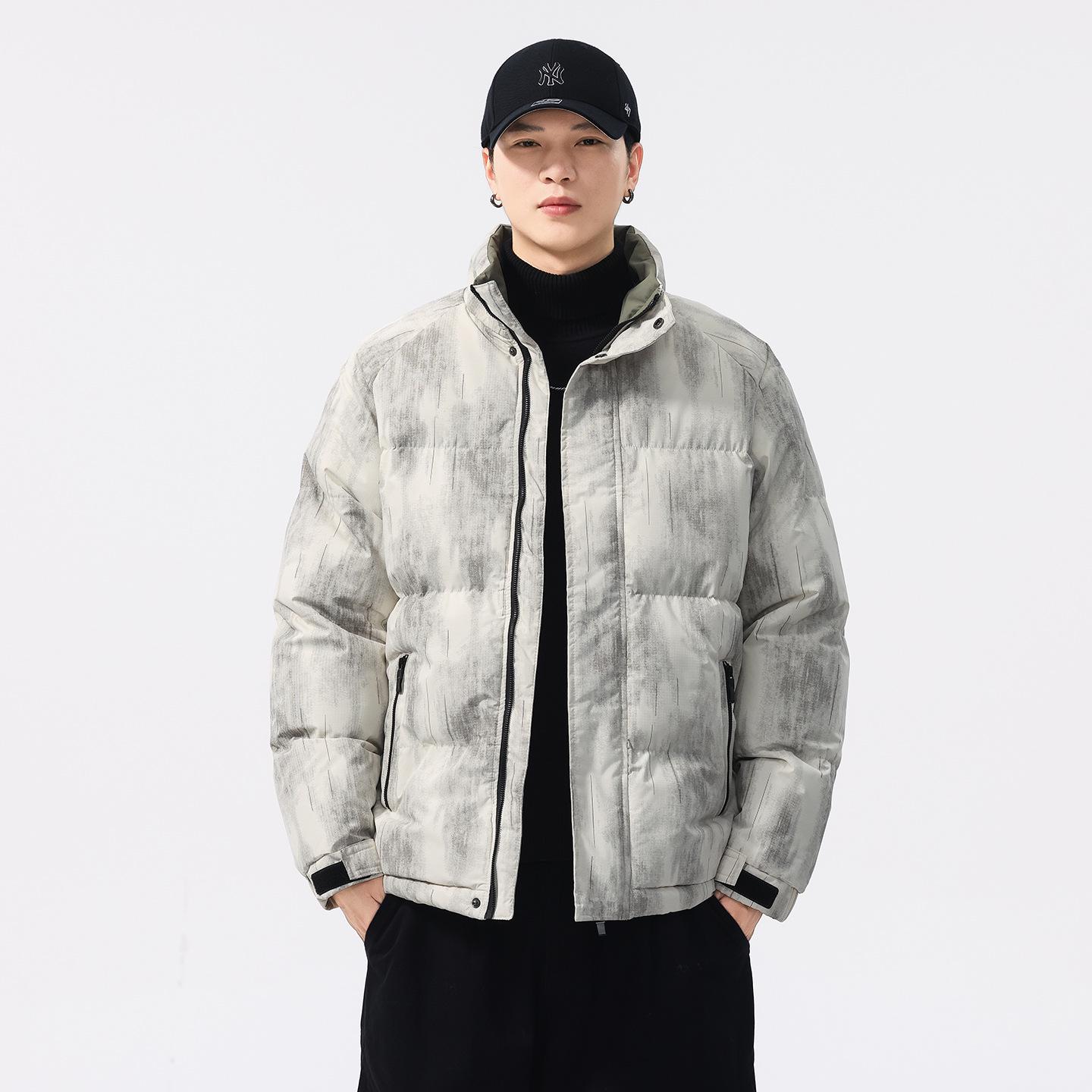 

Men s Winter Trendy Stand Collar Casual Cotton Jacket with Cold Protection XXL брудно-білий