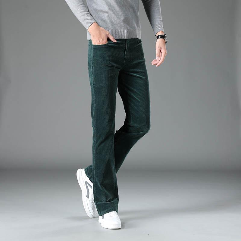 Męskie spodnie na co dzień Micro Flare Spodnie sztruksowe Koreańskie, elastyczne, wąskie spodnie Flare