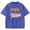 Hip Hop Retro T Shirt Vintage Washed Cotton T-Shirt Fashion Eepy Cat Graphic Tee Casual Streetwear Spring Summer Tee