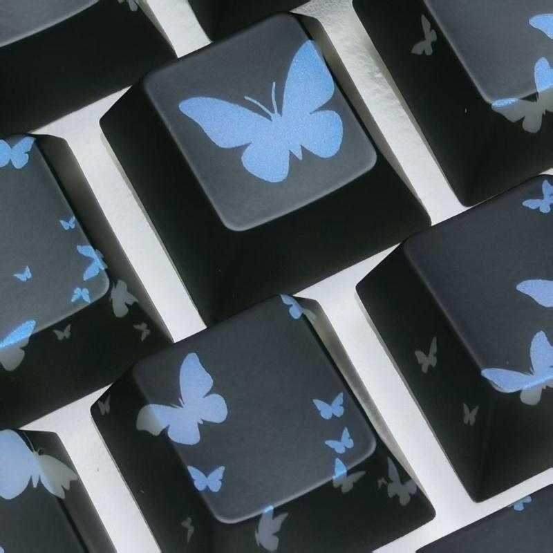 21-Tasten-Layout ABS-Kunststoff-Tastenkappen Mit Schmetterling-Herz Durchsichtiges Design Originalhöhe für Tastaturen mit Hintergrundbeleuchtung