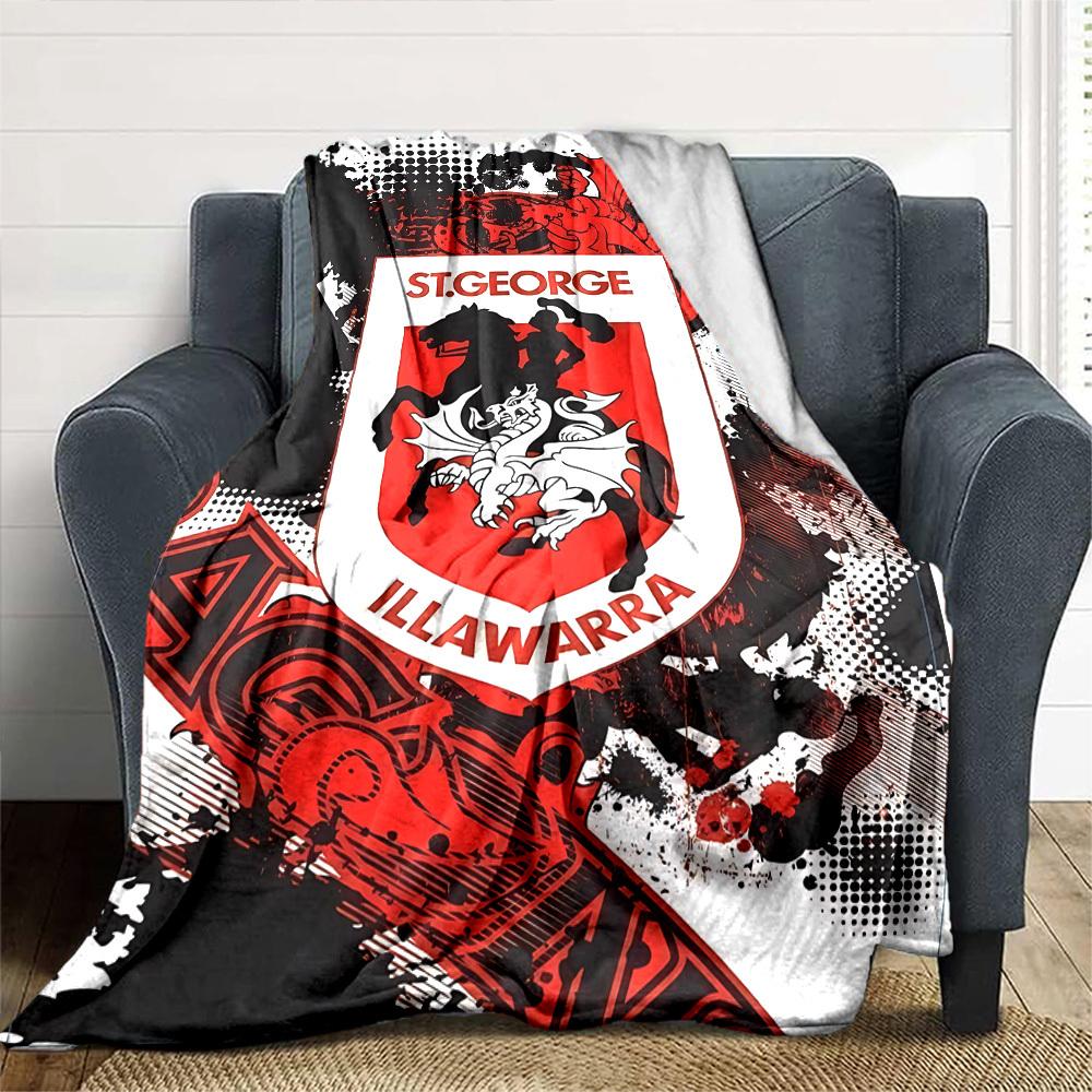 1pc St. George Illawarra Dragons Throw Blanket Soft Flannel, Cozy All Season Polyester Perfect for Home, Office