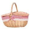 Handmade Wicker Picnic Basket with Lid Handle Picnic Hamper Washable Lining Willow Woven Storage Hamper For Outdoor Camping