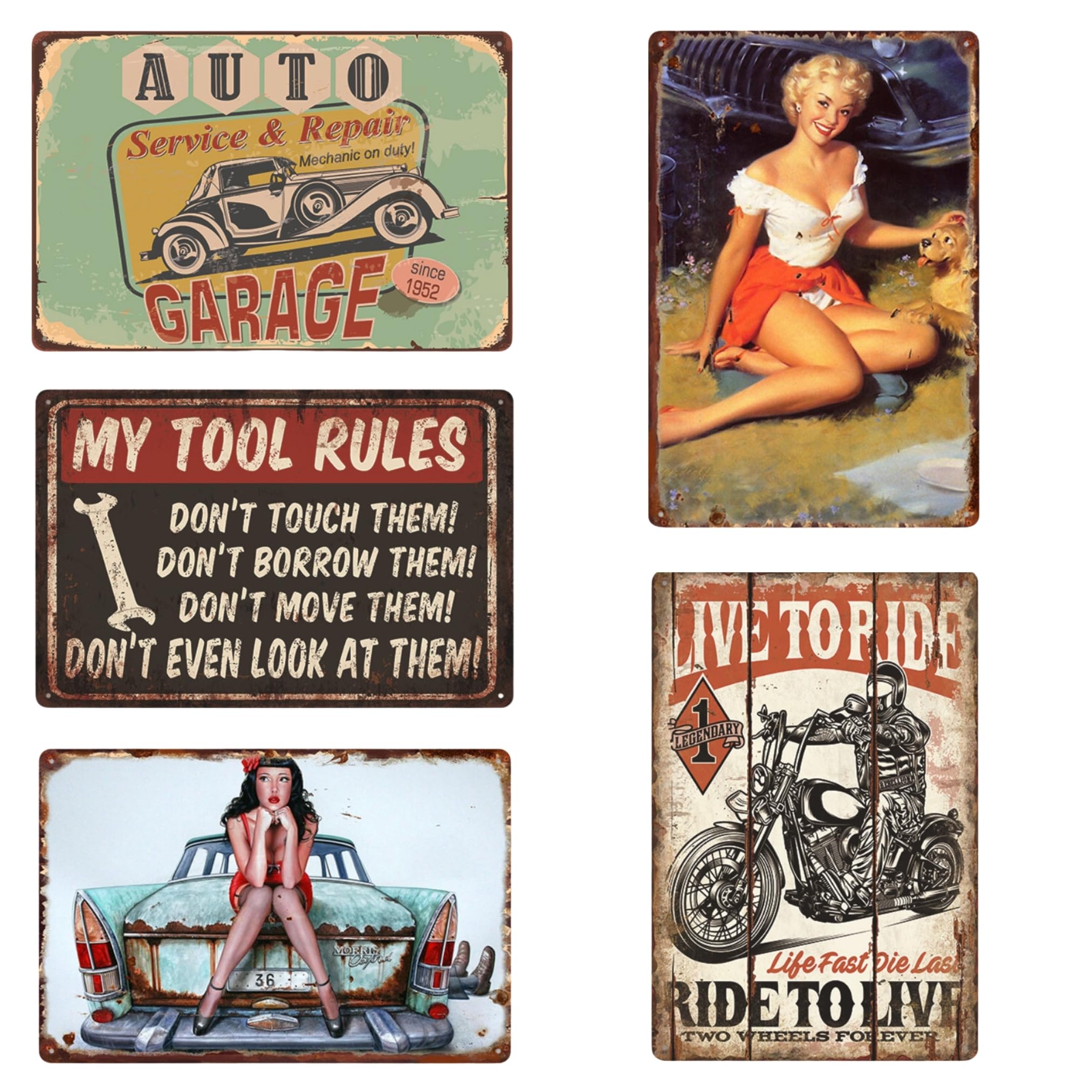 American Retro American Goods Interior Tin Sign MSW2528 Garage B (Set of 5)