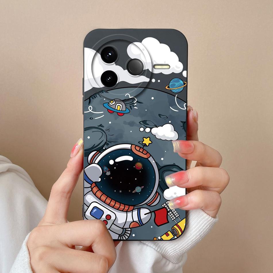 

For POCO F7 Pro Ultra Phone Case Cartoon Astronaut Liquid Silicone Bumper Full Protection Soft Funda For POCO F 7 Ultra Covers POCO F7 Pro