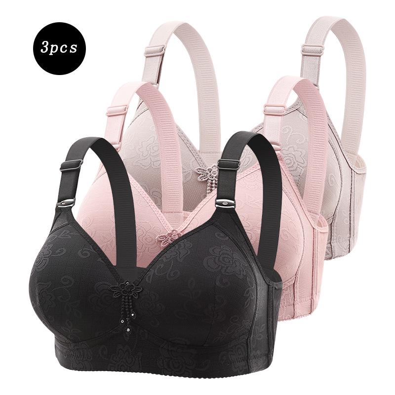 3-Piece Comfortable Lace Sports Bra Set for Women - Plus Size Cross-Back Design