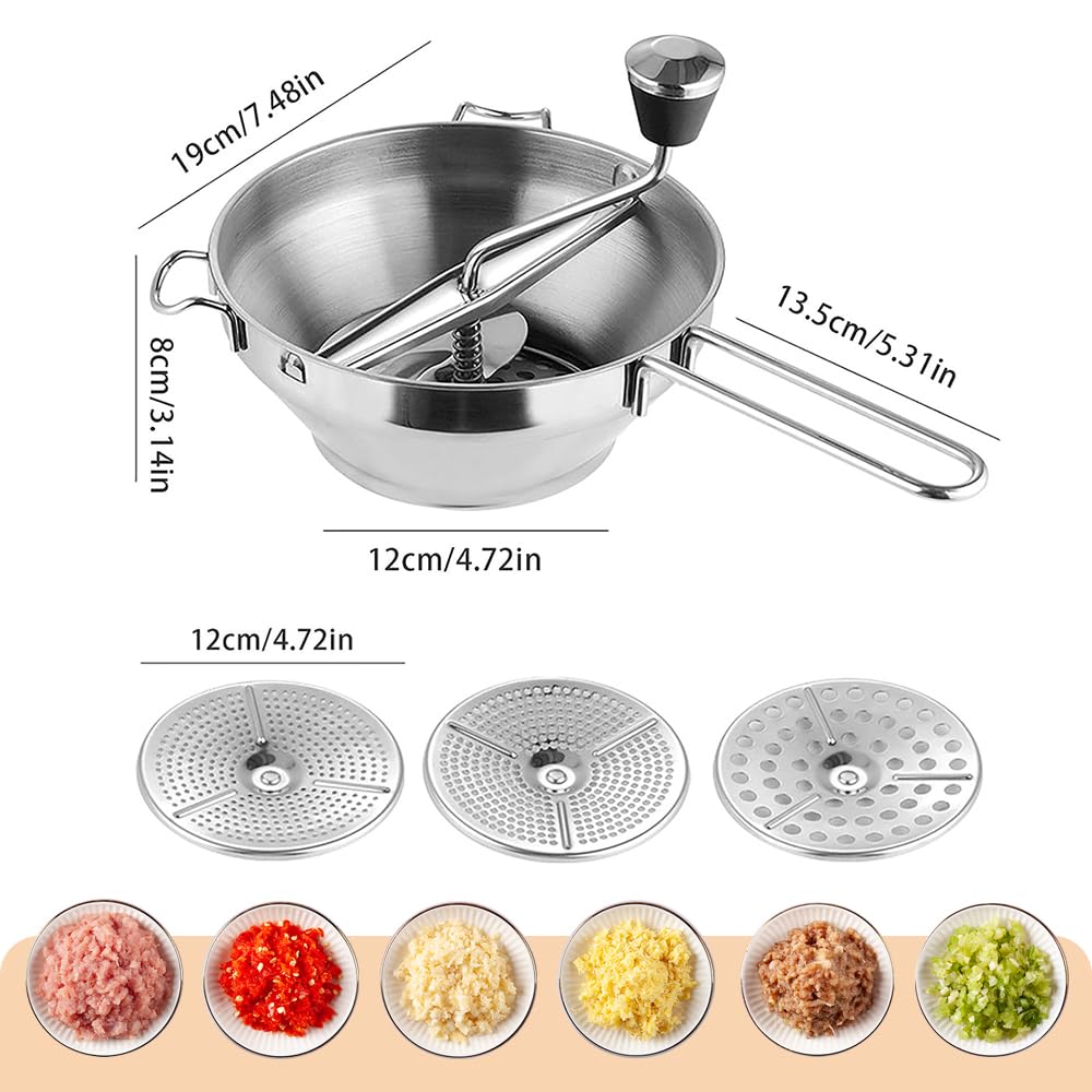 Stainless Steel Potato Masher, Potato Chopper, Mincing Potato Ricer, Manual Potato Squeezer, Fruit and Vegetable Masher, Juicer, Food Strainer, Multif