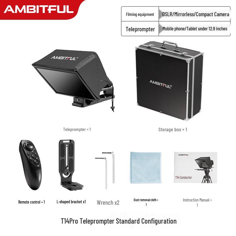Zhi Jie T14 Portable Folding Teleprompter for DSLR, Smartphone, and Tablet