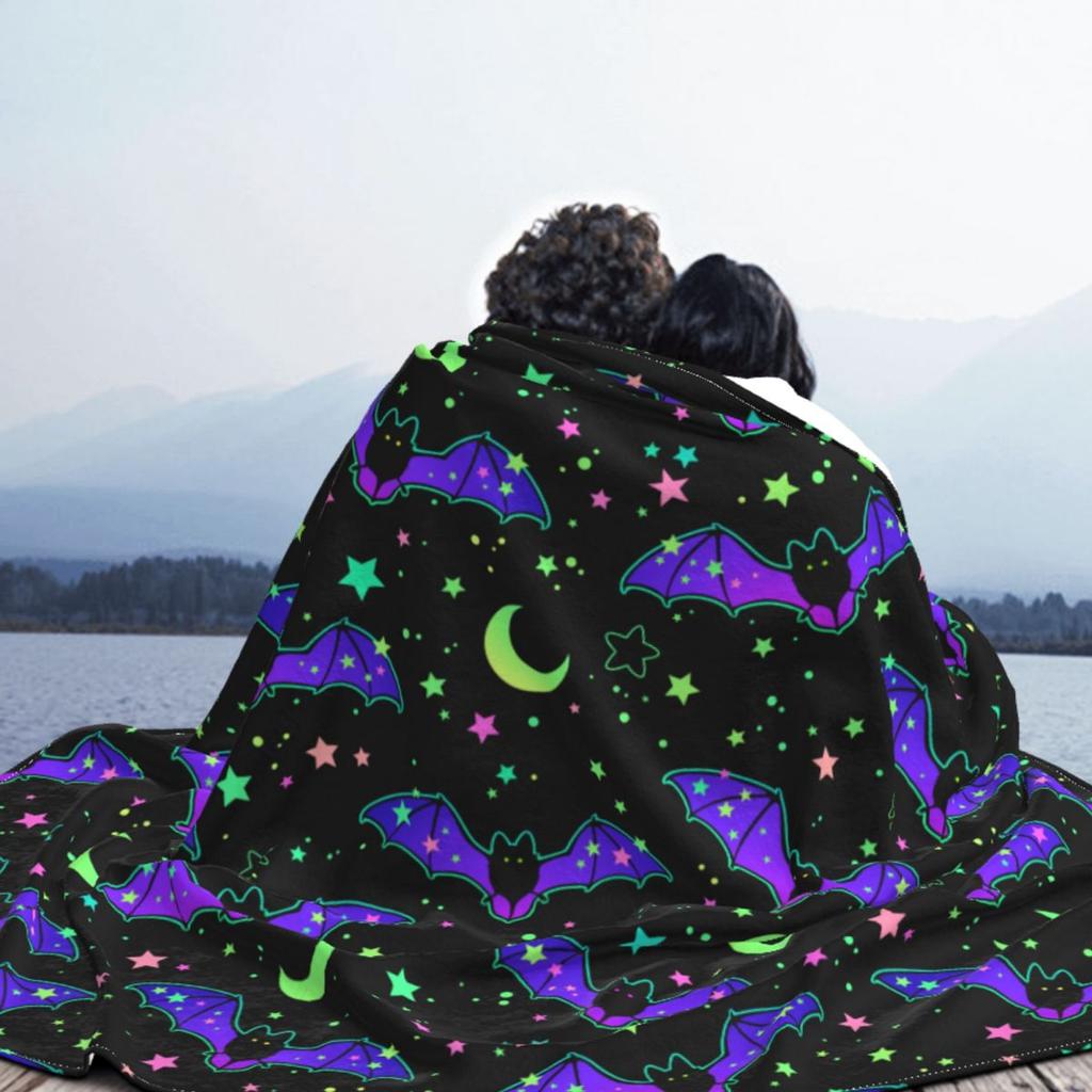 Halloween Fledermaus Sterne Cartoon Decken Fleece Druck Multifunktionale Weiche Überwurfdecken für Zuhause Büro Steppdecke