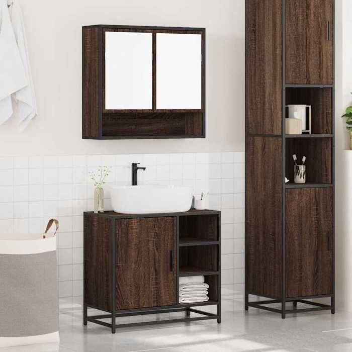 VidaXL Ensemble De Meubles De Salle De Bain 2 Pcs Chêne Marron, Armoire De Rangement, Armoire De Bain, Meuble De Toilette 3300939
