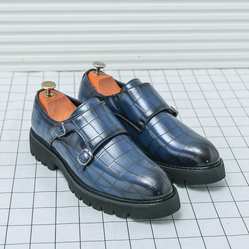 Fashion Korean Style Men Thick Soled Casual Leather Loafers Shoes Height Increase Formal Dress Slip On Shoes for Business Office