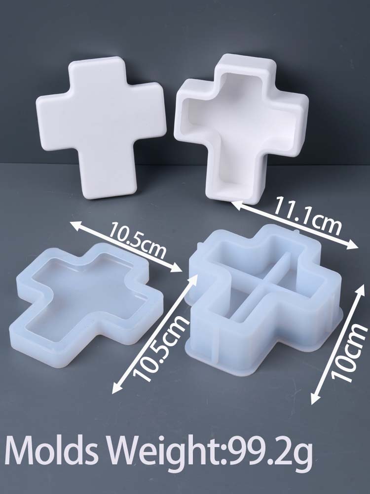 

DIY Cross Shape Storage Box Silicone Mold with Lid Candle Jar Ornament Gypsum Concrete Mold Resin Crafts Casting Home Decor