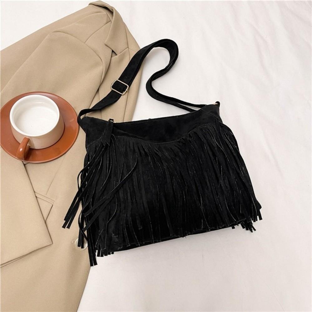 Boho Crossbody Taška s Třásněmi Velká Kapacita Matná Messenger Taška Luxusní Tote Taška Denní
