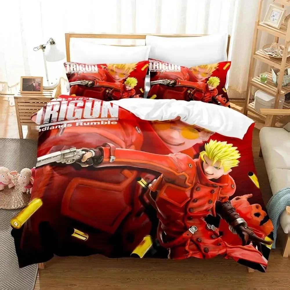 Anime TRIGUN STAMPEDE Bedding Set Duvet Cover Bed Set Quilt Cover Pillowcase Comforter King Queen Size Boys Adult Bedding