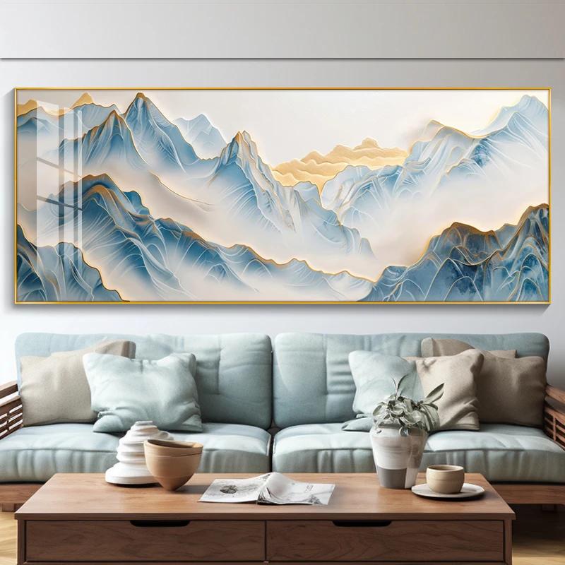 Eastern Aesthetics Landscape Painting Living Room with Hanging Paintings and Backrests Decorative Paintings Posters Home Decor