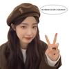 1pc Women Girls Winter Beret Hat Retro Solid Color French Painter Hat Artistic Beret Caps