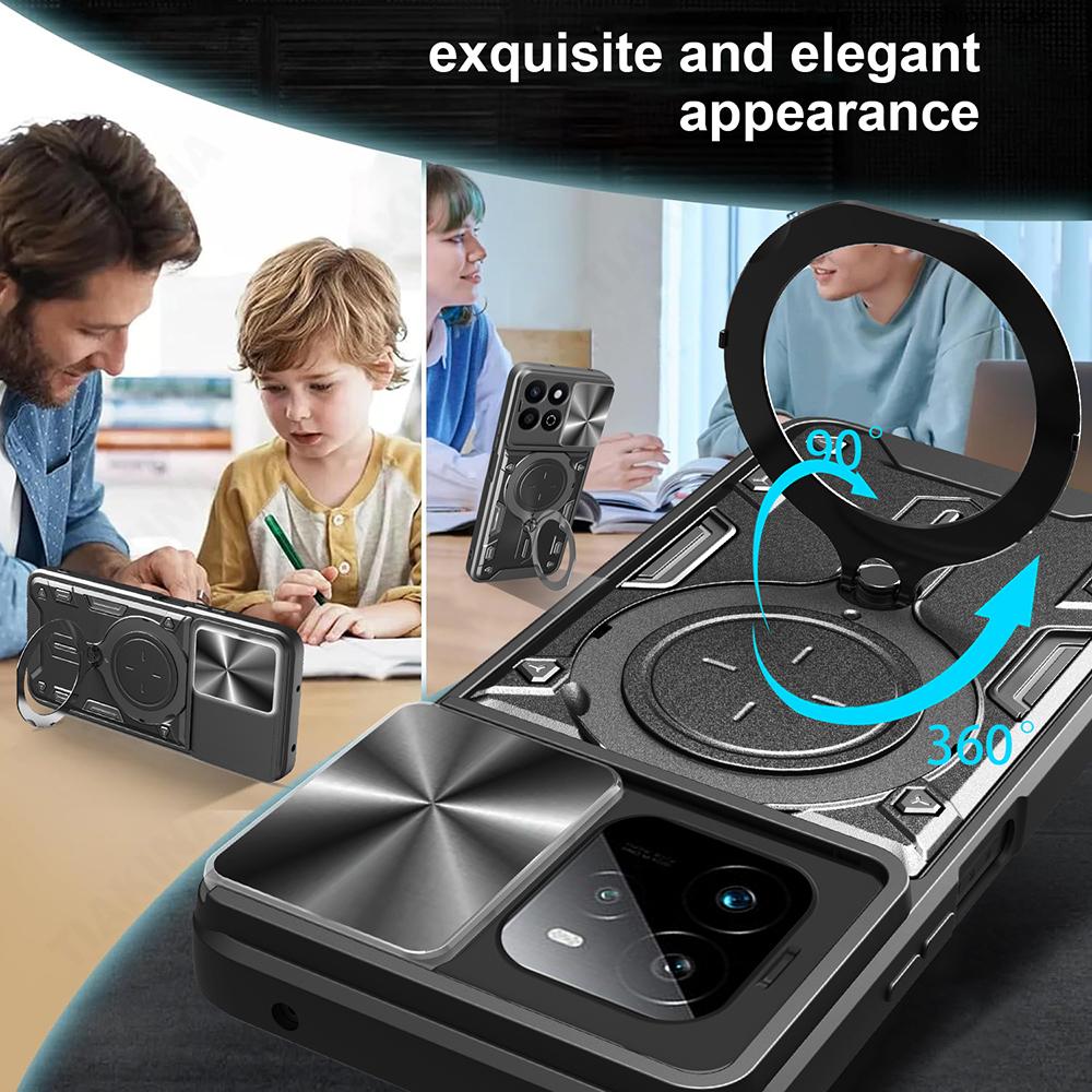 Slide Lens Push Window Armor Funda for OPPO Realme GT 7 Pro 5G Case for Realme GT7 Pro 5G Case Magnetic Rotate Ring Stand Cover