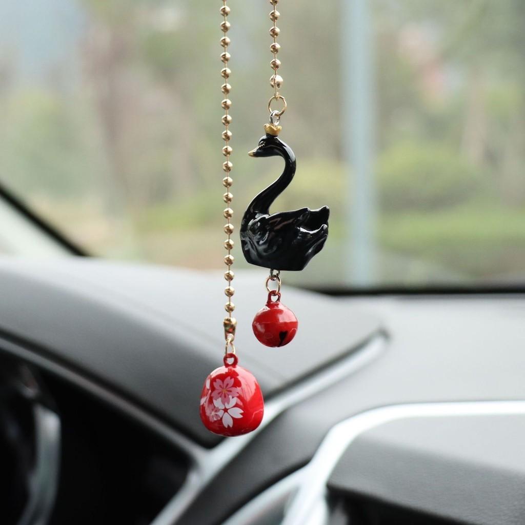 Minimalist Car Accessories Swan Crown Sound Bell Hanging Decoration Blue