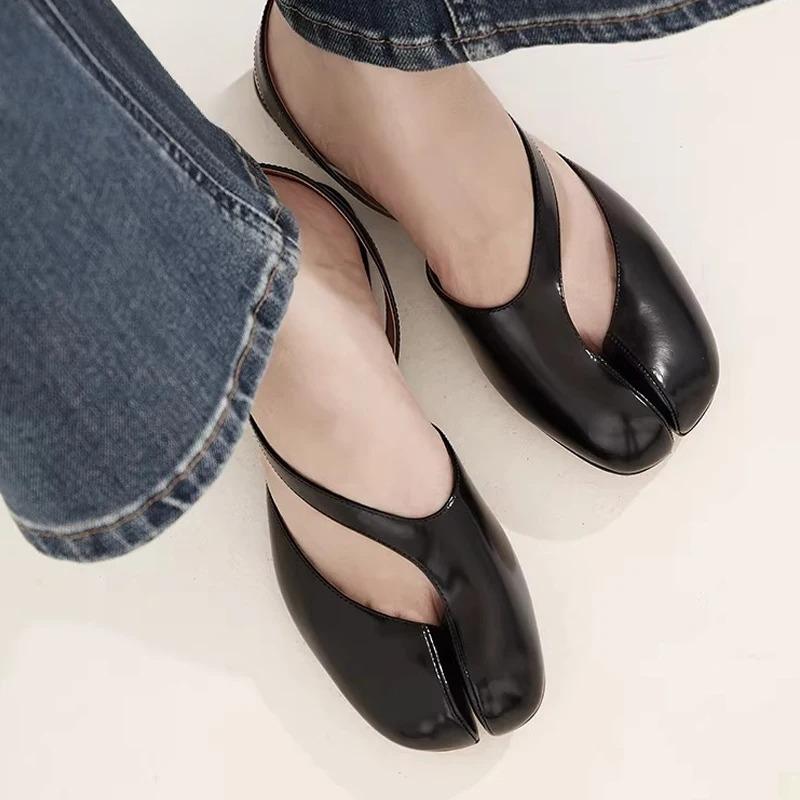 Fashion Shoes Cswo01 Women's Tabi Flat Sandals Summer Patent Leather Split Toe Slingbacks Ballet Shoes Brand Designer Banquet Wedding Sandalias Cm