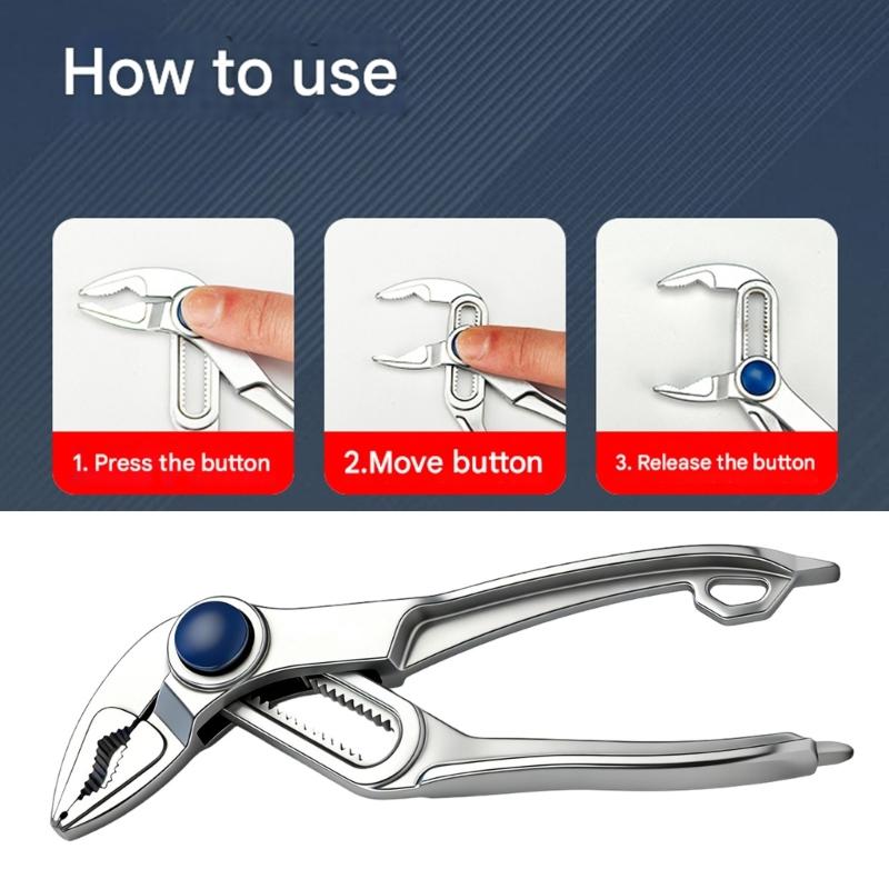 Water Pumps Plier 5.9inch Tongue and Grooves Plier Quick Adjustment by Pressing and Sliding Grips Any Shaped Object