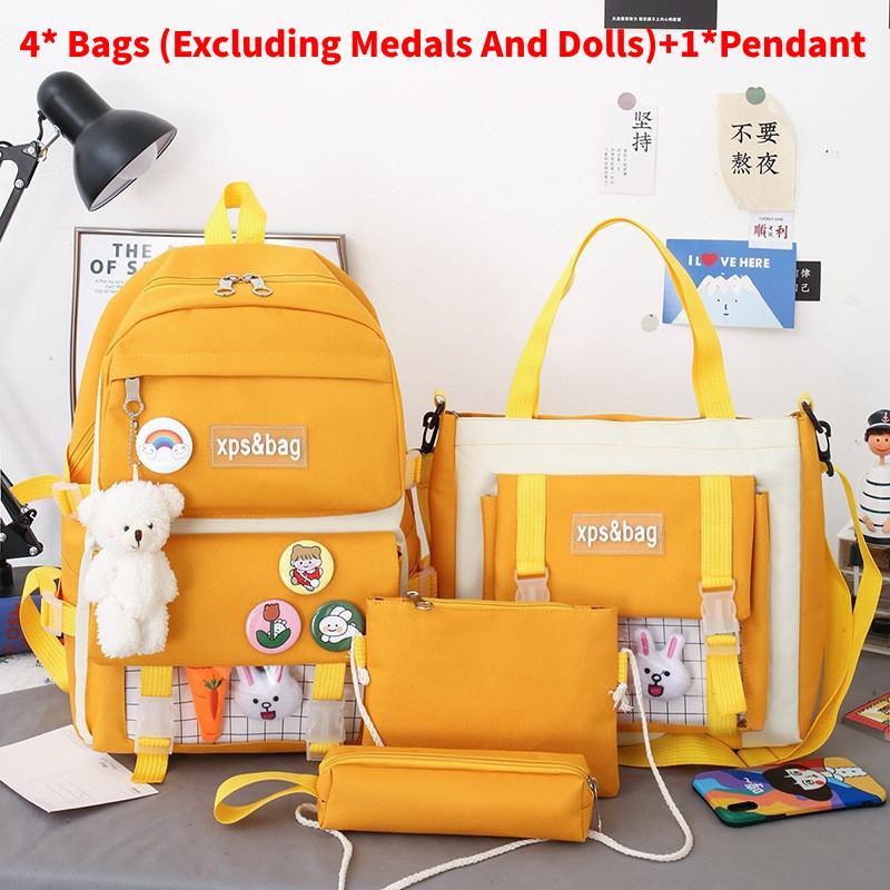 Bag Xps Letter Print Backpack With Pendant Large Capacity Schoolbag Kids Gift