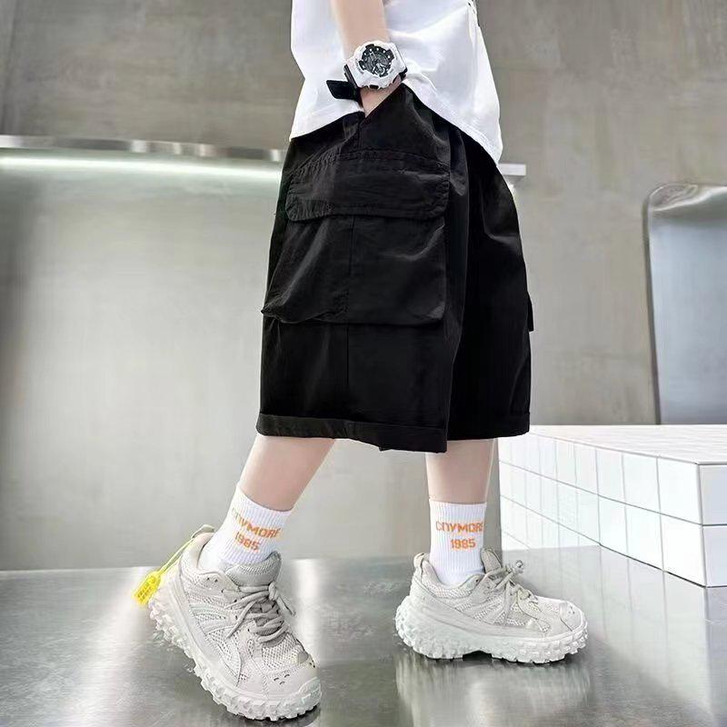 

Летние шорты карго для мальчиков: Свободные, тонкие бриджи для спортивной одежды 2025 130 cm чёрный