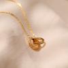 Interlocking Double Ring Gold Plated Zircon Light Luxury Simple Clavicle Necklace For Women