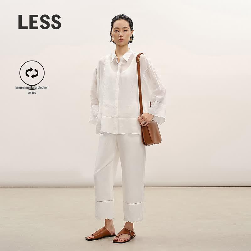 LESS Women s Loose Fit Ramie-Cotton Cropped Pants M холодный белый