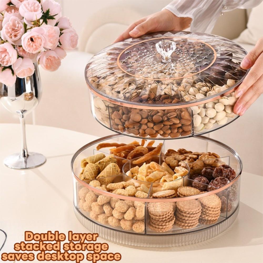 Otočný box na sušené ovoce s možností otočení o 360 stupňů, velkokapacitní box na občerstvení, ovocný talíř