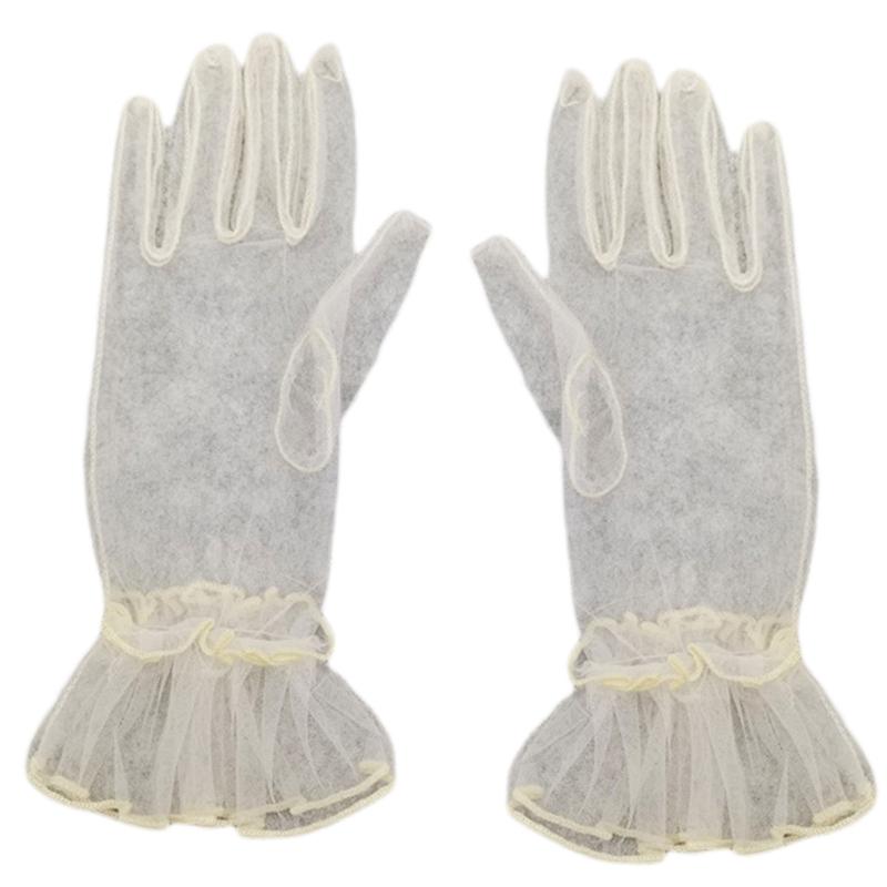 Stylish Short Gloves Full Finger Gloves Wrist Length Short Gloves Tulle Gloves Party Gloves for Prom Party Tea Parties