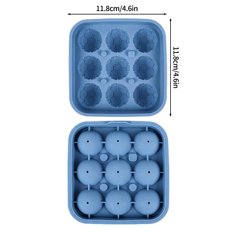 

4/9Grids Football Silicone Ice Cube Mold with Cover Large Round Ice Grid Tray For Whiskey Cocktails Kitchen Bar Tools