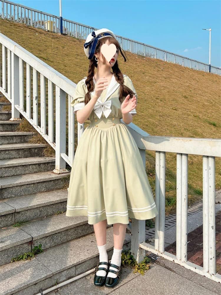 Mori Girl Sailor Uniform Short Candy College Short Sleeve Sailor Lolita Fashion Women's Dress, Sleeve, Girl, Style, A-Line, Summer, Dress, Collar,