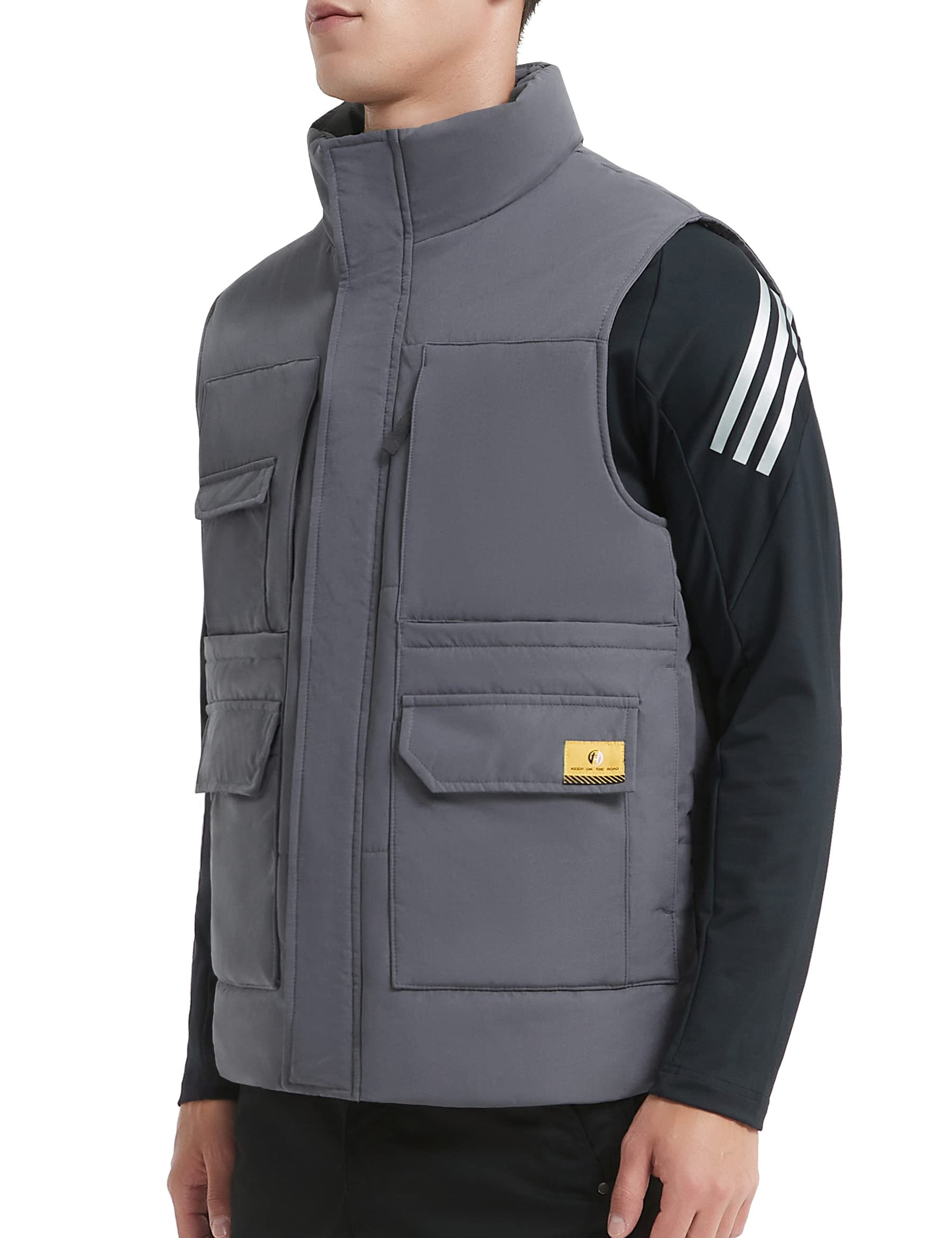

and padded vest with a Perfect for outdoor and work this vest is perfect for autumn and Men s lightweight, warm, stand-up collar. wear, серый