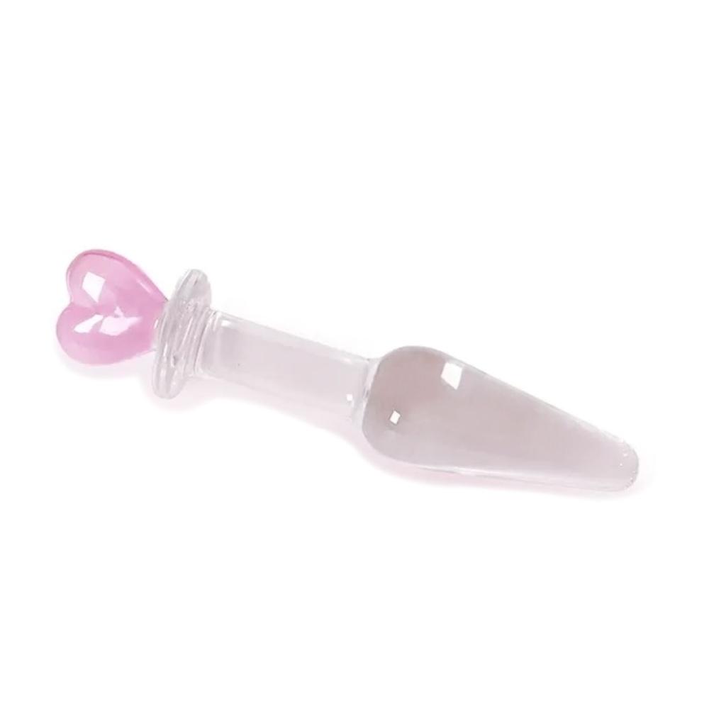 Glass Pink Color Heart Small Crystal Beads Quantity Wand Plug
