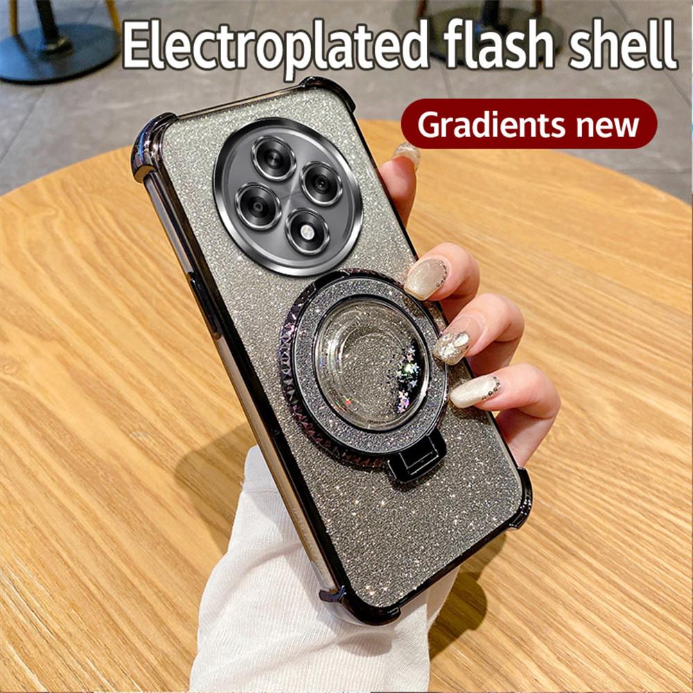 Magnetic Quicksand Bracket Phone Case For OPPO Reno 11F 5G 12 11 Pro A16 A16S A53S A54S A17 A5 A9 2020 Glitter Shockproof Cover